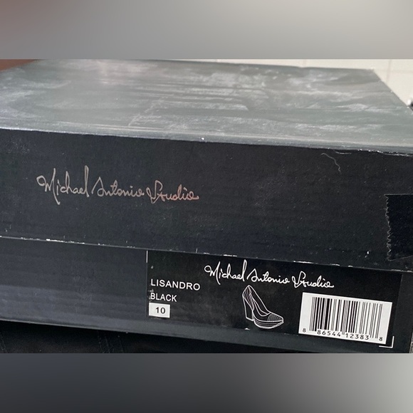 NEW MIchael Antonio Studio Lisandro black size 10 platform stiletto wedge heels - Picture 6 of 9